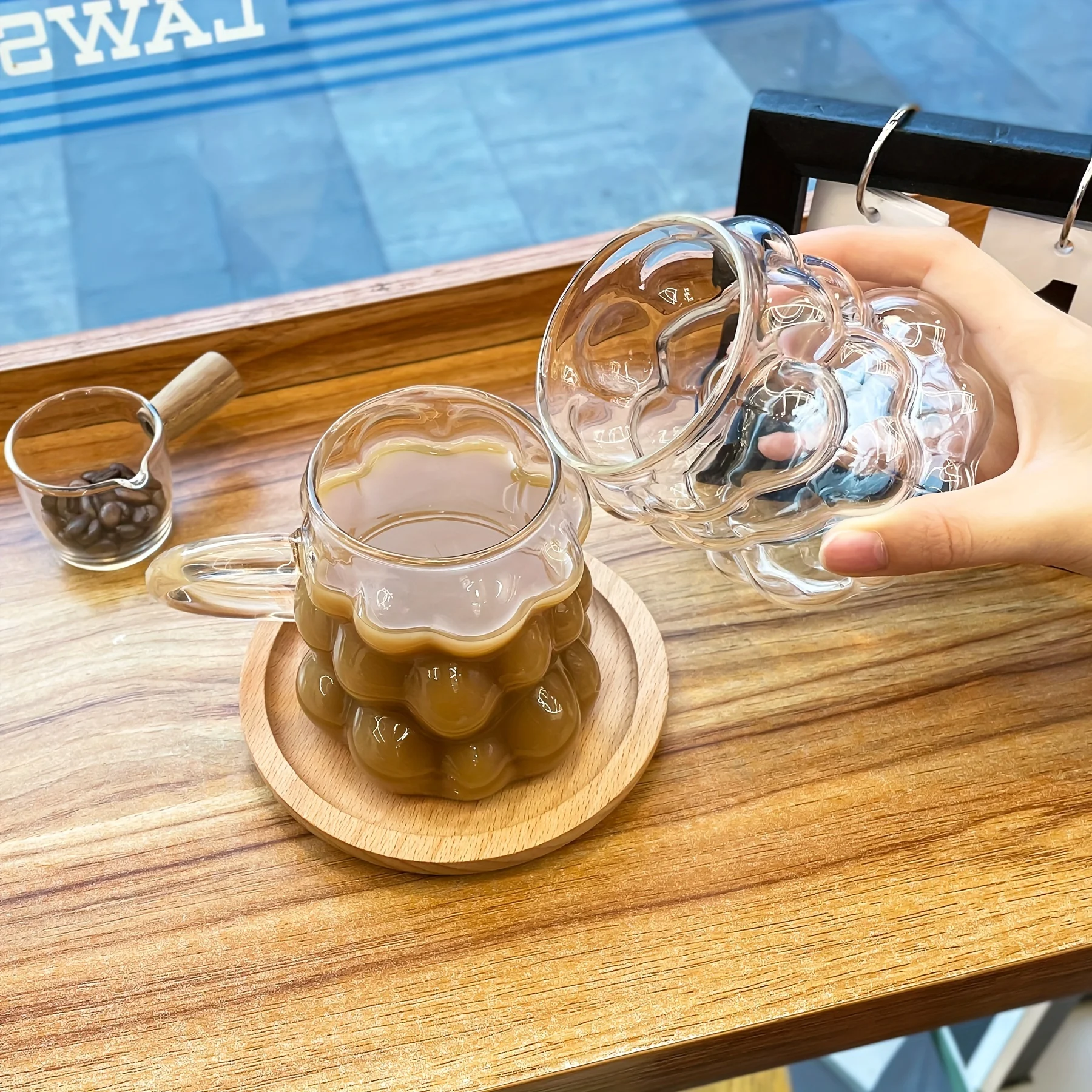 1PC Grape shaped Glass Cup Coffee Milk Juice Cup Suitable for Afternoon Tea Photography Festival Gifts