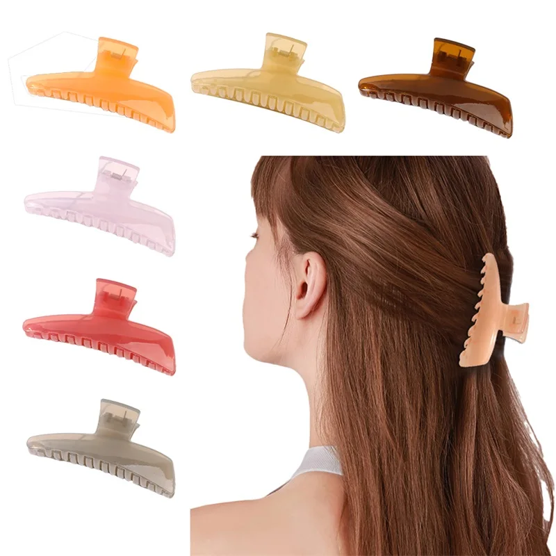 

2022 New Hair Clips for Girls Plastic Hair Claws Colorful Large 11.5cm Solid Color Hair Clip Women Hair Accessories Claw Clip