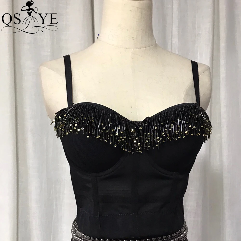 

QSYYE Sexy Black Cup Evening Dress Women Sweetheart Mesh Stitching Crop Top Light Color Top Nightclub Navel Party Gown Zipper Up