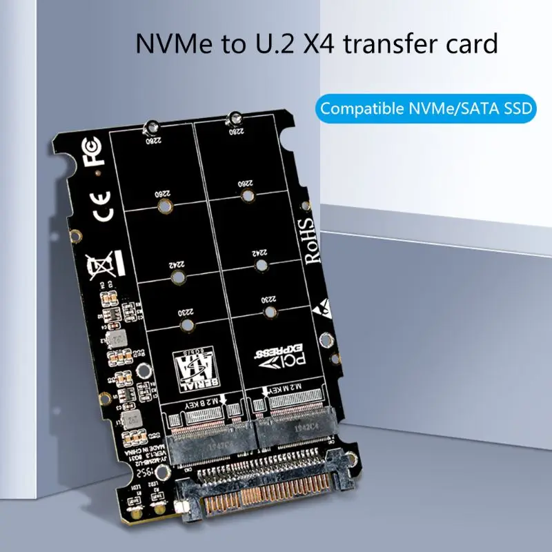 M.2 SSD to U.2 Adapter 2 in 1 M.2 NVMe SATA-Bus NGFF SSD to PCI-e U.2 SFF-8639 PCIe M2 Adapter Converter for Desktop Computers
