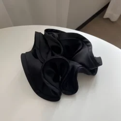 Elegant French - Style Satin Hair Tie for Women - Simple & Chic Design (2 black)