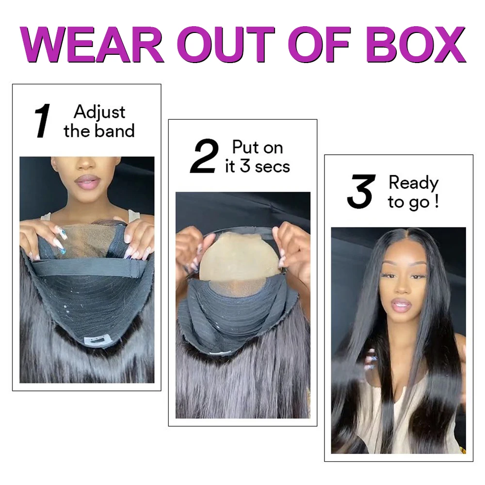 40 Zoll natürliche schwarze 7x5 leimlose Lace-Front-Perücke für Frauen 13x4 Knochengerade 100 % Echthaar-Perücke 13x6 360 HD Lace Frontal-Perücke – Detail 2