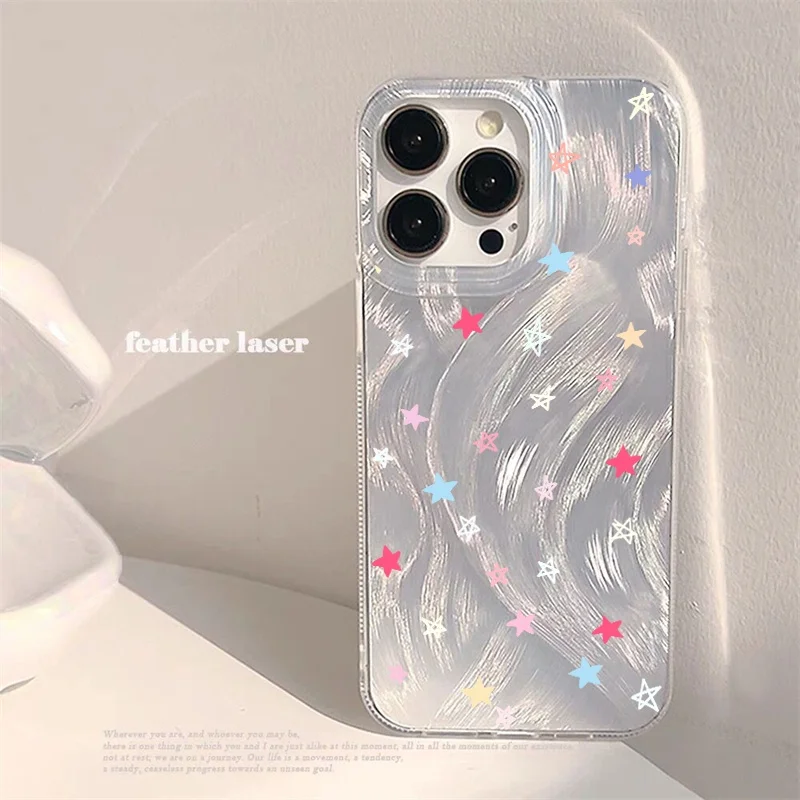 Korean Cute Y2K Star Minimalist Clear Phone Case - TPU Soft Cover