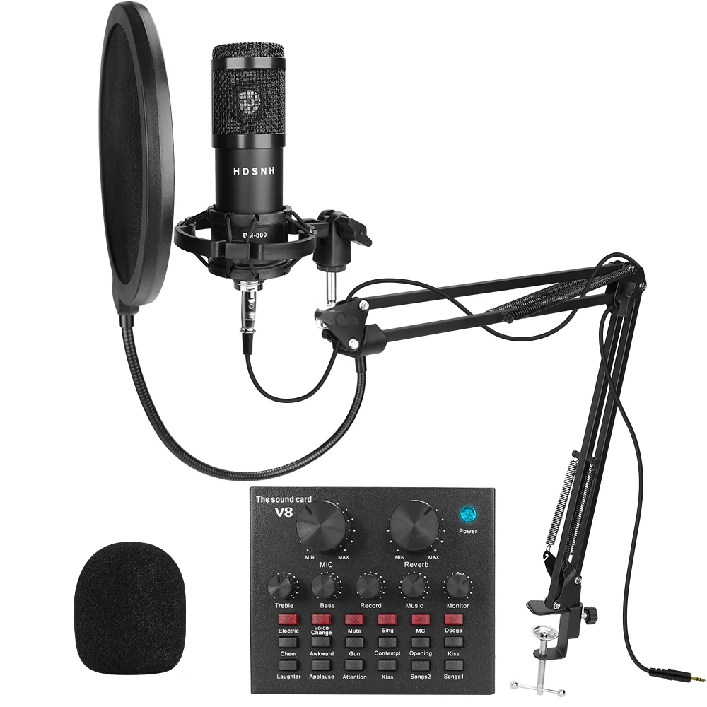 8 Pz/Set Bm 800 Kit Microfono Per Computer 10 Colori Con V8 Scheda Audio Professionnel Microfone Studio Microfono Condensador