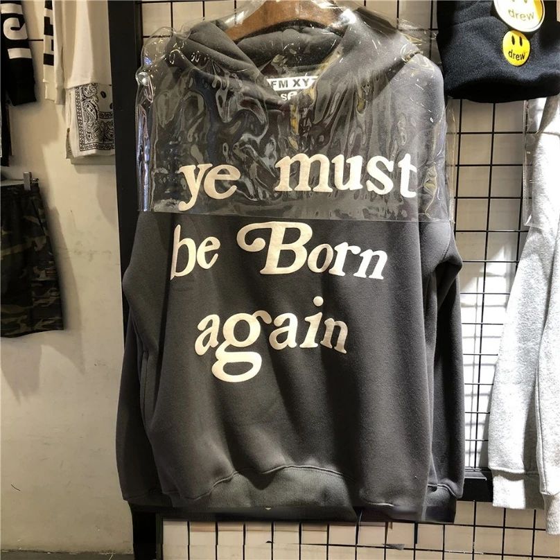

Puff Ye Must Be Born Again Logo Hoodie CPFM XYZ KIDS SEE GHOSTS Hoodies Asian Size Kanye West Sweatshirts High Quality Pullovers