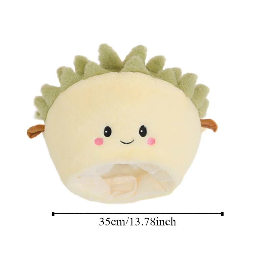 Novetly Cap Stuffed Doll Plush Durian Hat Warm Thick Plush Hat Toys Comfort Ins Durian Cap Car Decor