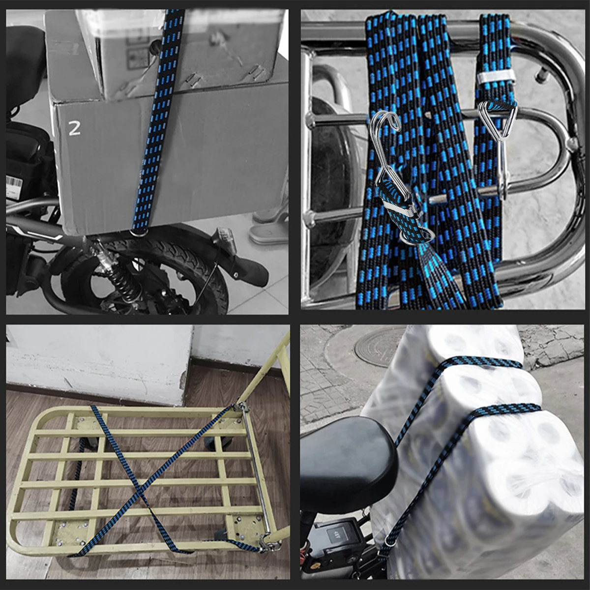 Cargo Straps Luggage Strap Cargo Tie Down Strap Tie Down Straps Lashing Strap Bungee Straps Bungee Cord Hooks 4pcs Stretch Car Luggage Cords Heavy Duty Elastic Wide Flat Bungees Cords Rack Strap Hooks Storage Accessories for Motorcycle