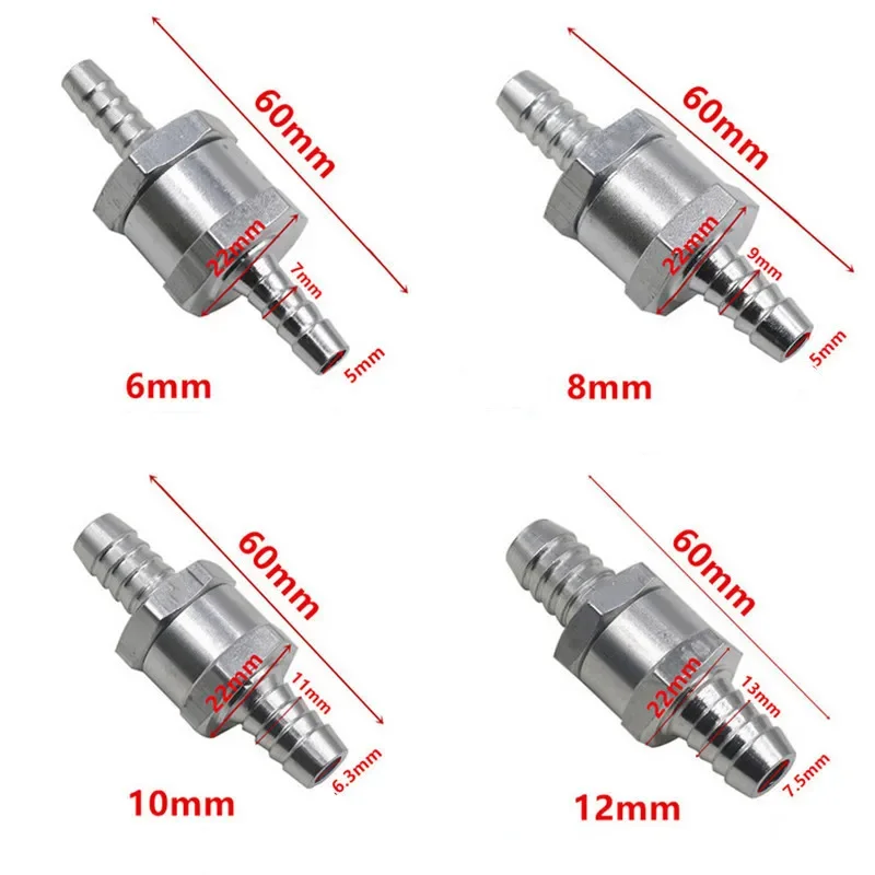 1pc Car Fuel One-way Check Valve 6/8/10/12mm Aluminium Gasoline Diesel Fuel Pump One-Way Check Valve Non-Return for Car Boat