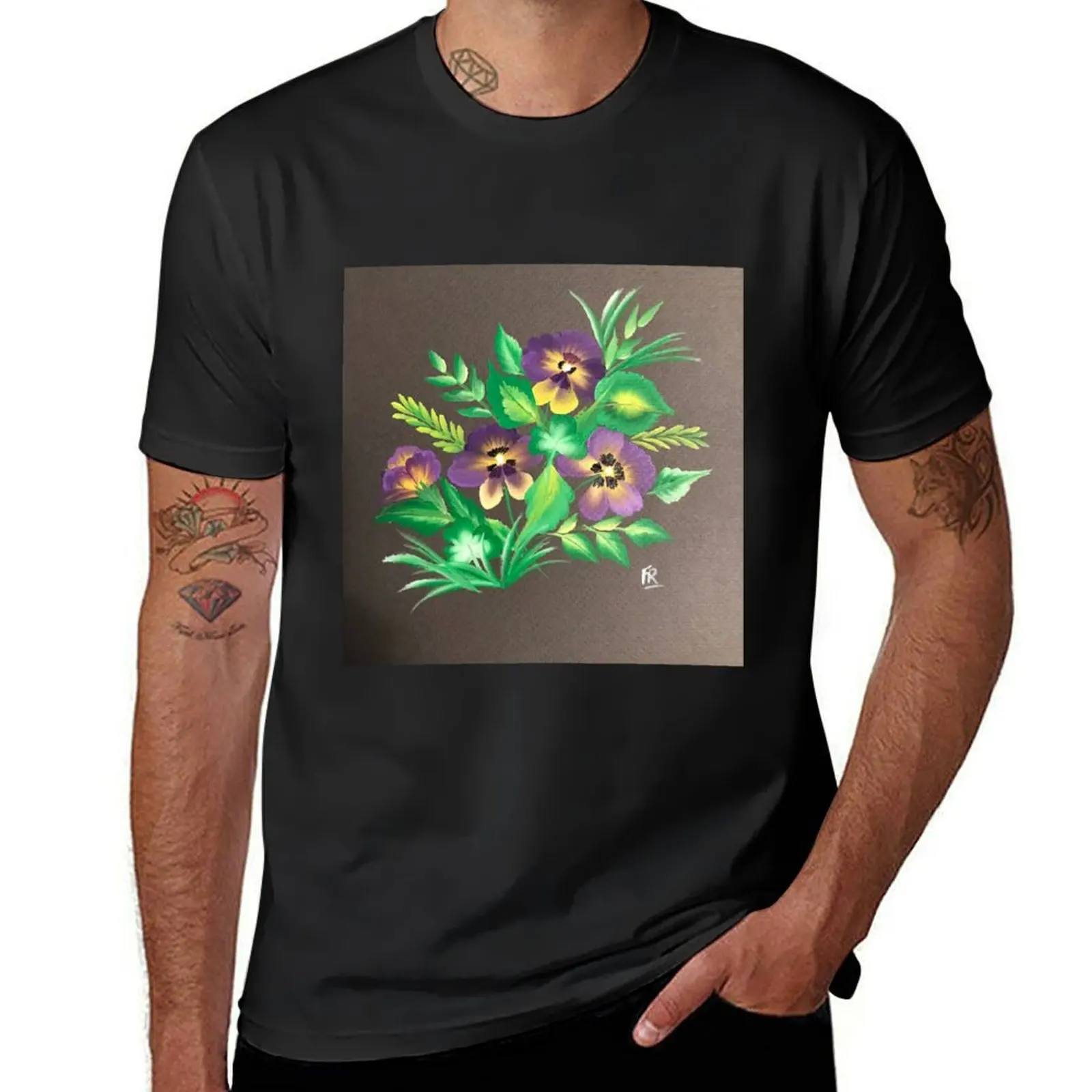 

Pansies in Spring T-Shirt Aesthetic clothing customs mens clothes