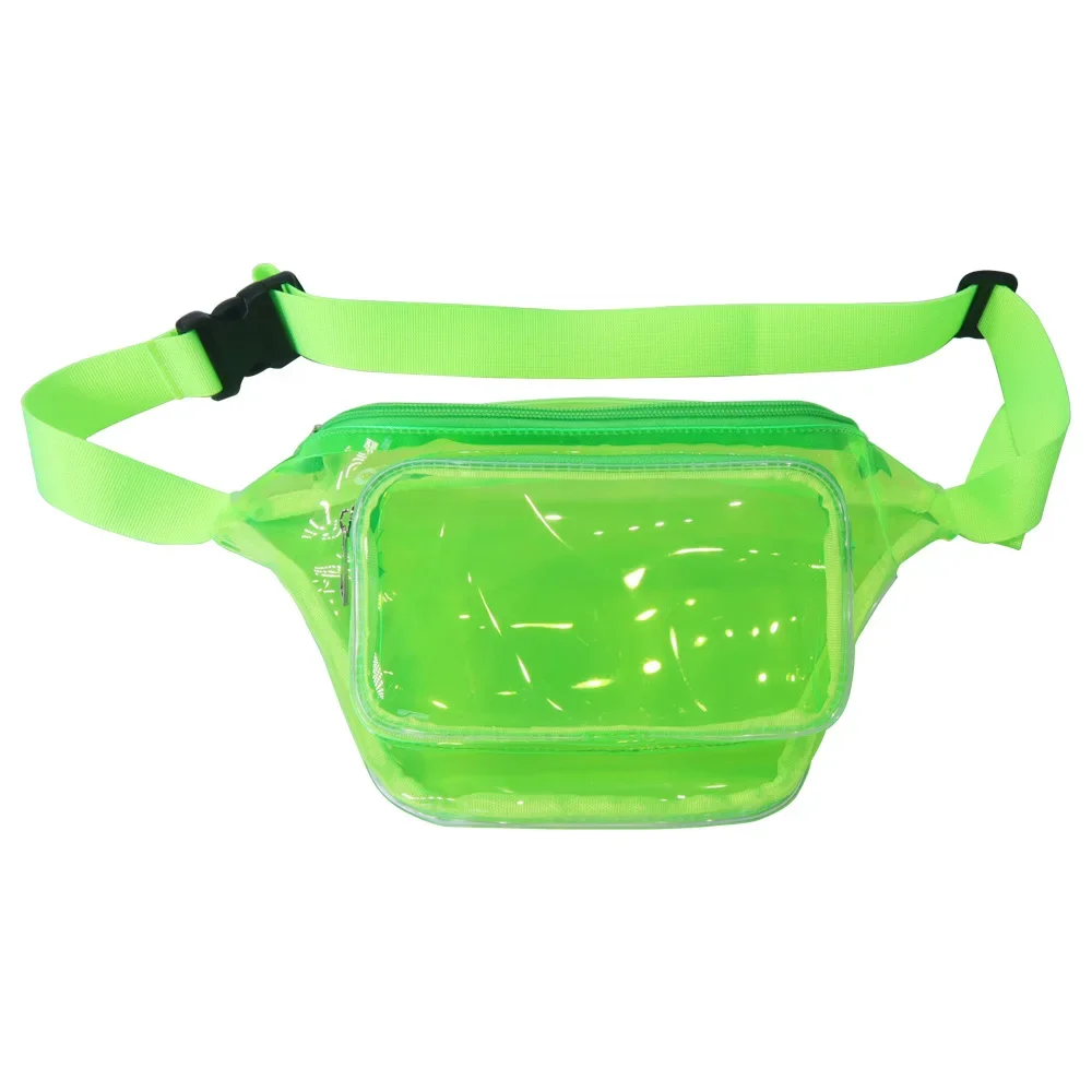 

Забавная прозрачная поясная сумка из ПВХ для женщин, повседневные неоново-зеленые спортивные сумочки на ремне через плечо, карамельные цвета