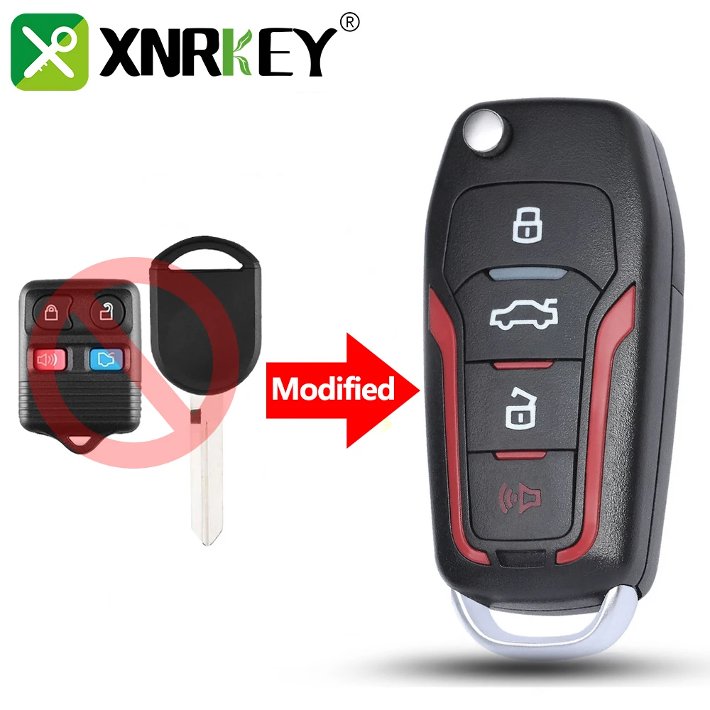 XNRKEY 4 Button Upgraded Flip Remote Smart Car Key 4D63 Chip 315/433Mhz for Ford Explorer for Lincoln Town Car LS FCC: CWTWB1U33