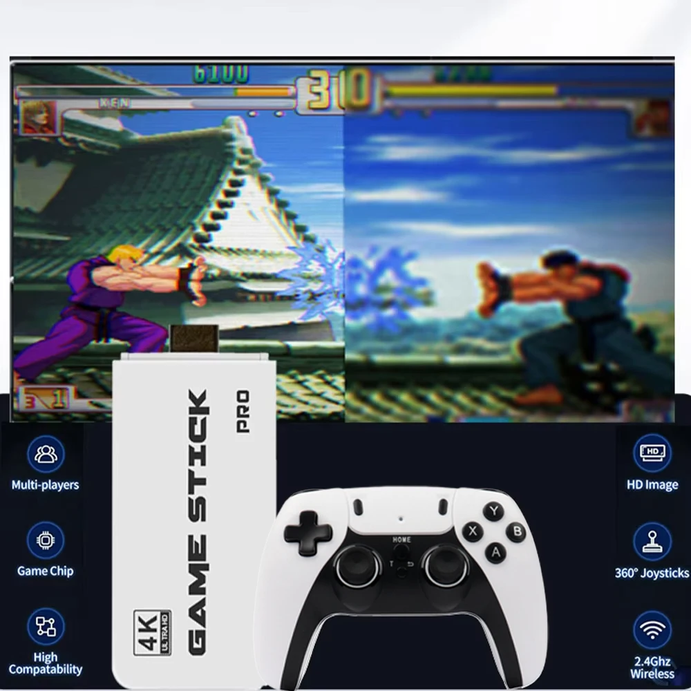 4k pro jogo vara 64g 30000 + console de videogame 2.4g duplo controlador  sem fio 4k retro jogo tv vara retro clássico jogos - AliExpress
