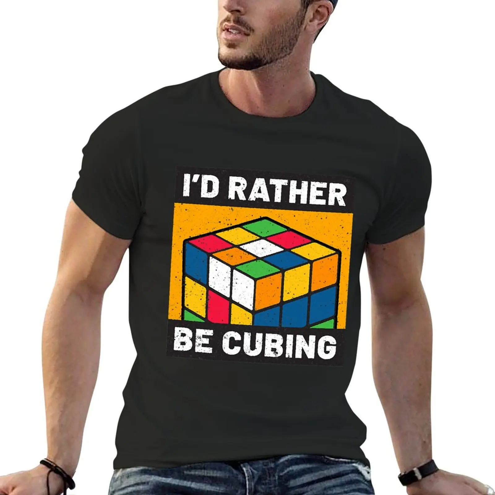

Competitive Puzzle Cube I'd Rather Be Cubing Speed Cubing T-Shirt aesthetic clothes cute clothes t shirts for men cotton