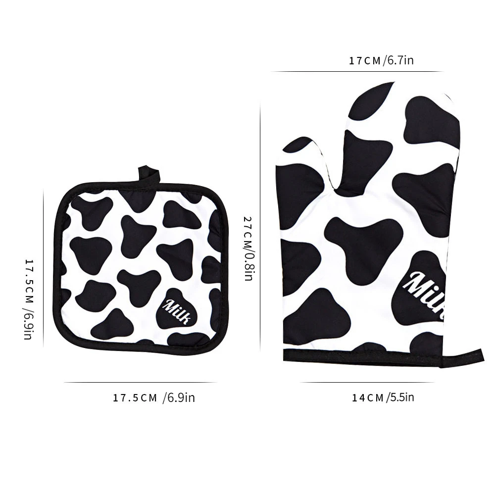 Leopard Print Insulated Kitchen Gloves Set with Potholders
