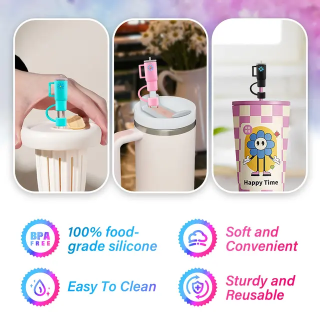 Buy Wholesale China Factory Low Price Safe Bpa Free Silicone Straw Cover  Straw Tips Topper For Stanley Tumbler & Straw Cover at USD 0.25