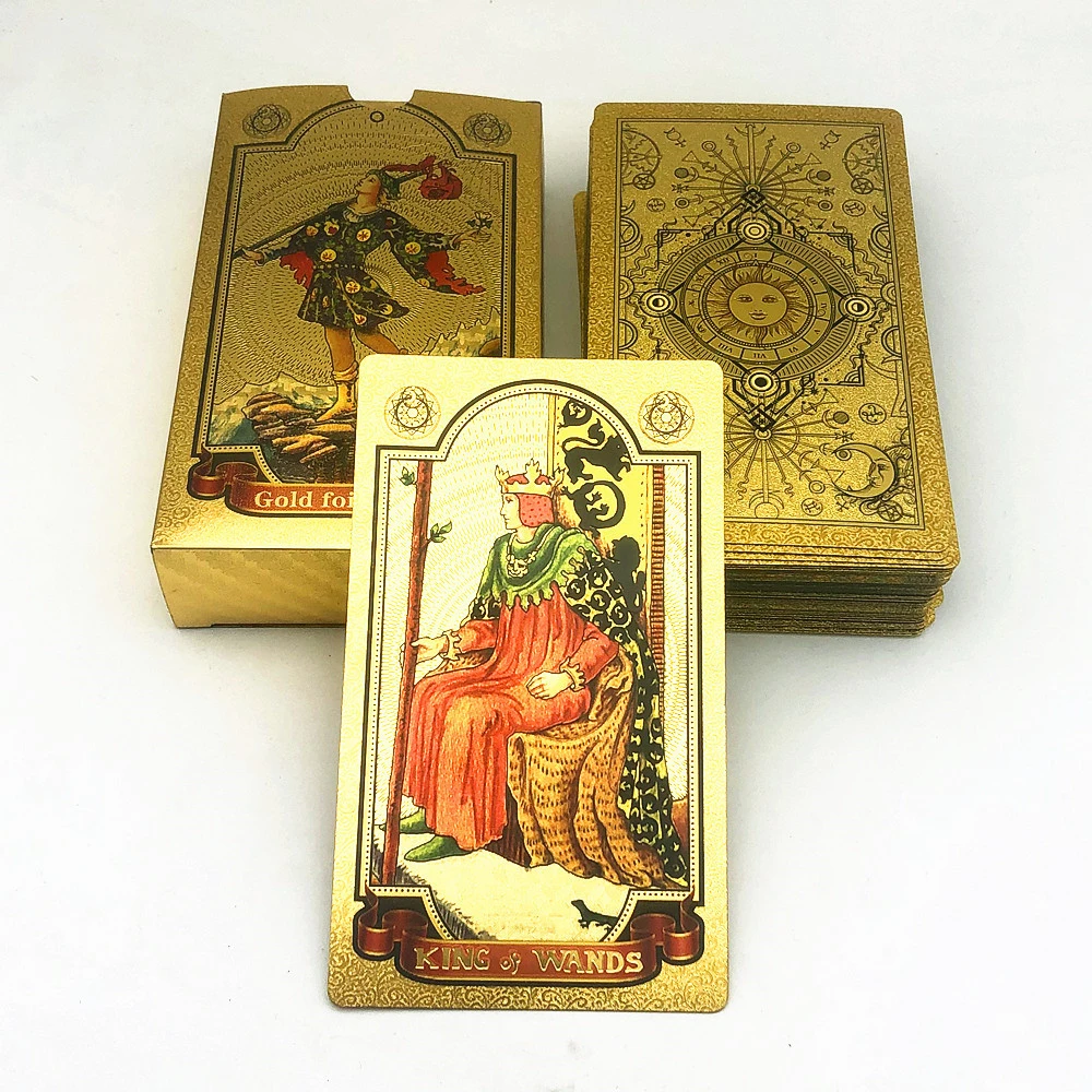 1 Deck High Quality Gold Tarot Cards With Guide Book Plastic Oracle  Waterproof Board Game Astrology Gift L702 - Board Game - AliExpress