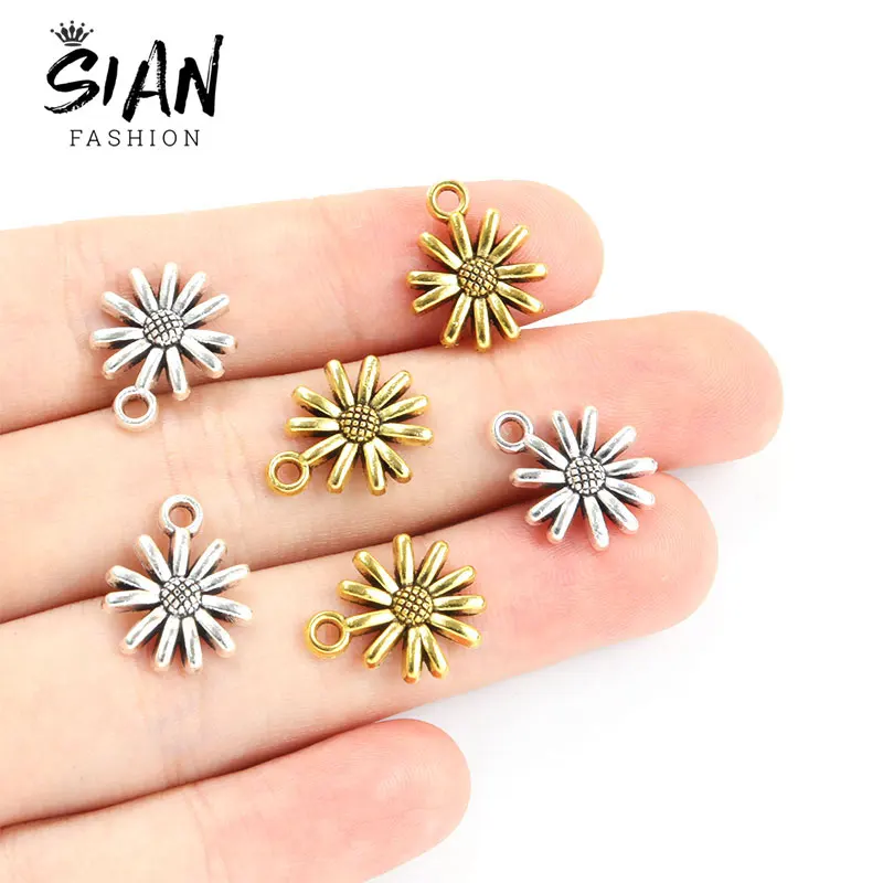 

30pcs Antique Silver Plated Daisy Flower Alloy Charms Vintage Sunflower Metal Pendants DIY Necklace Earrings Jewelry Making Gift