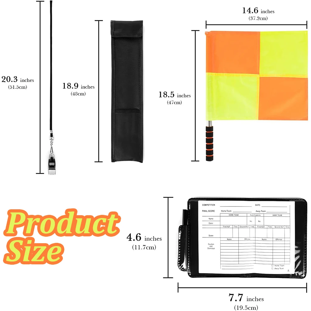 Soccer Referee Flag Set Checkered Linesman Flags Referee Cards Record Book Pencil Whistle for Sports Football soccer referee cards referee whistles referee flags training equipment set