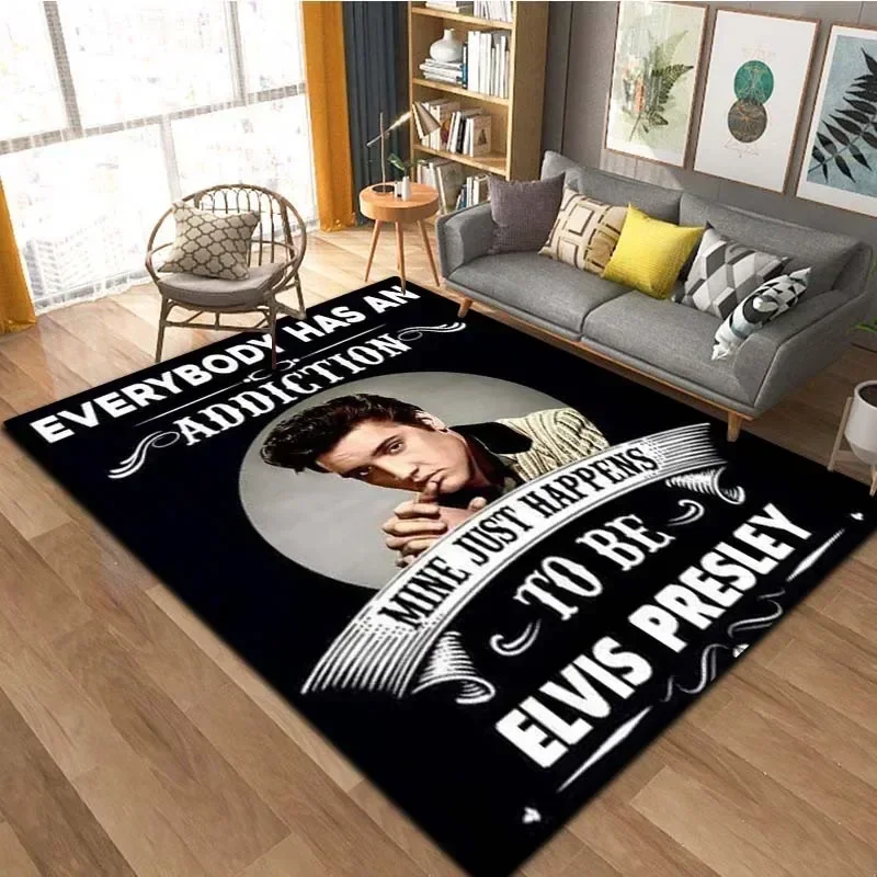 

Elvis Presley Retro 3D Cartoon Printing Large Area Carpets Living Room Bedroom Sofa Home Kids Yoga Floor Anti Slip Gift for Kids