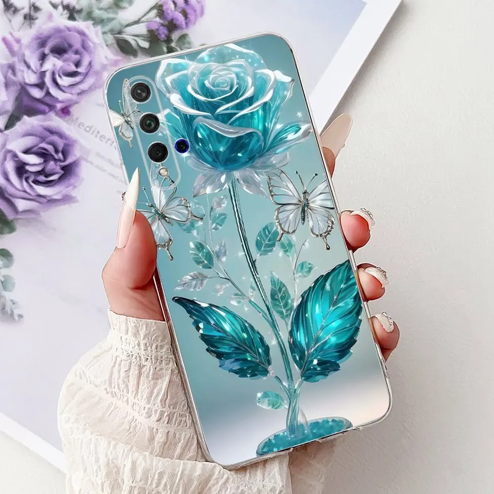 Cute Cat & Floral Design Phone Case for Huawei Honor 20/Nova 5T
