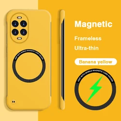 Luxury No Border Thin Phone Case - Hard PC MagSafe Magnetic Wireless Back Cover for Huawei nova 13 Pro (Banana Yellow)
