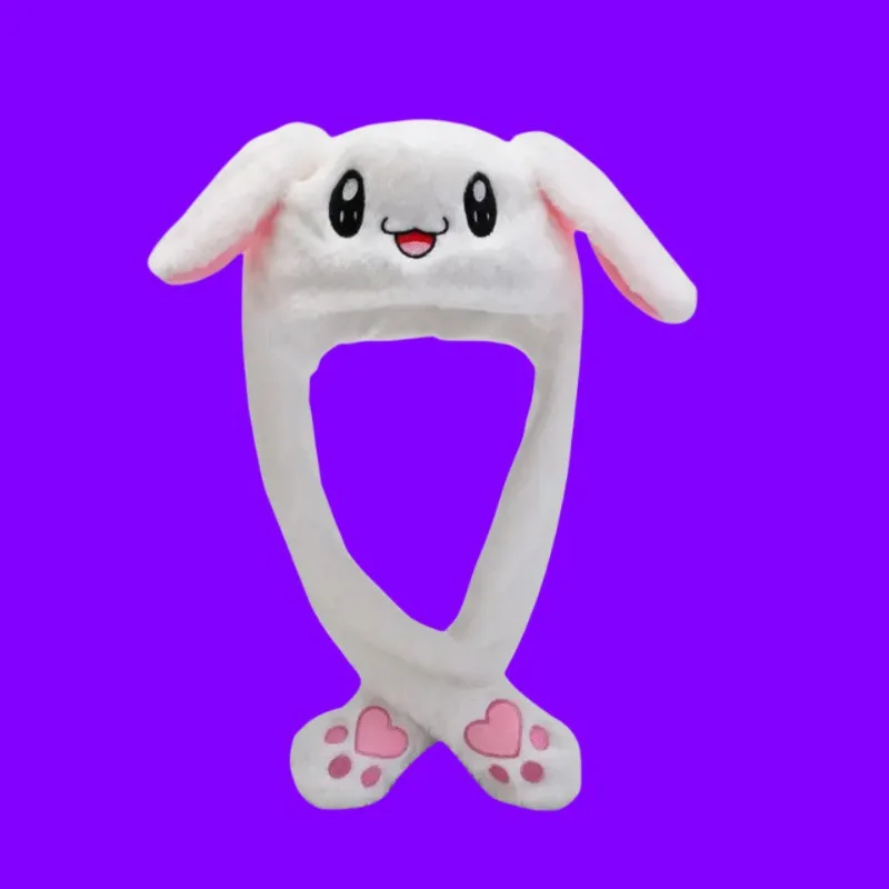 Cute Animals Rabbit Hat With Moving Ears Plush LED Glowing For Women Girls Cosplay Hat