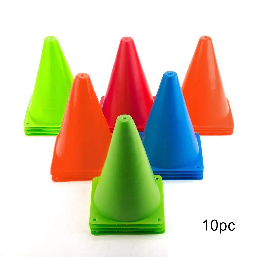 

10pcs Plastic Barrier Bucket Anti-freezing Road Pile Training Equipment With Hole Outdoor Thicker Traffic Cone Basketball Solid