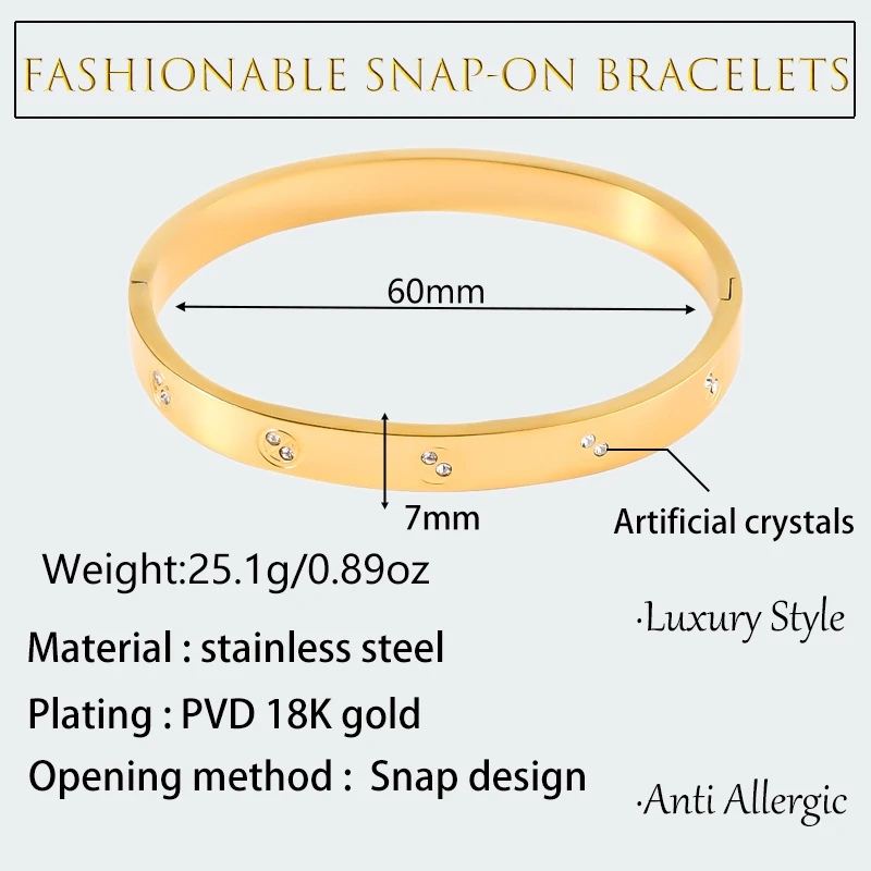 ZHIRUI Wide Stainless Steel Cuff Bracelet, Waterproof Gold Color Metal Bracelet, Women's Exquisite Jewelry Gift 6