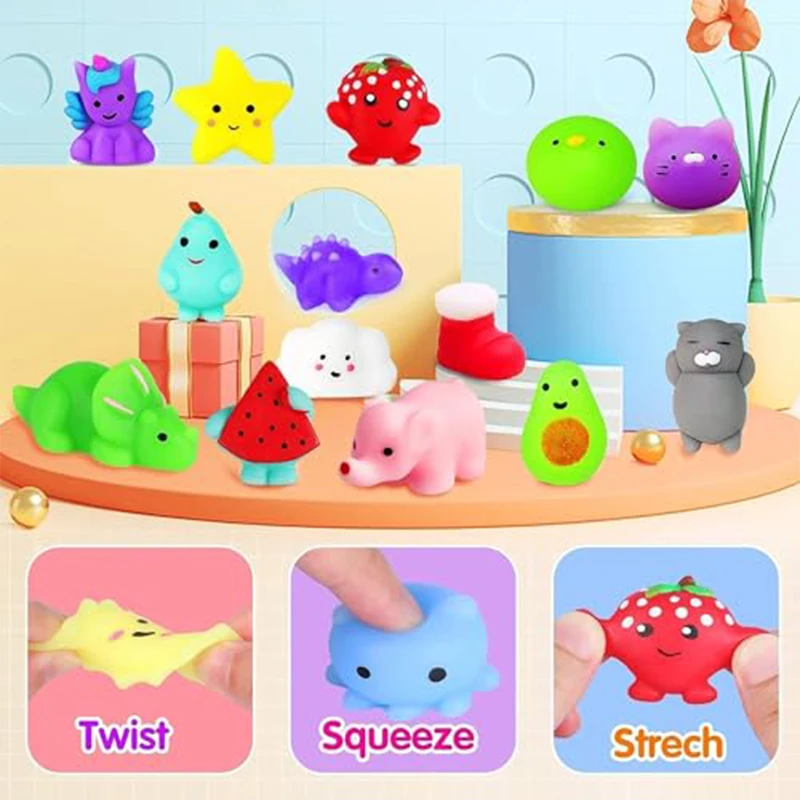 50/100PCS Kids Party Gift Squishy Toys Cute Animal Antistress Ball Squeeze Mochi Abreact Soft Sticky Stress Relief Squishy Toys