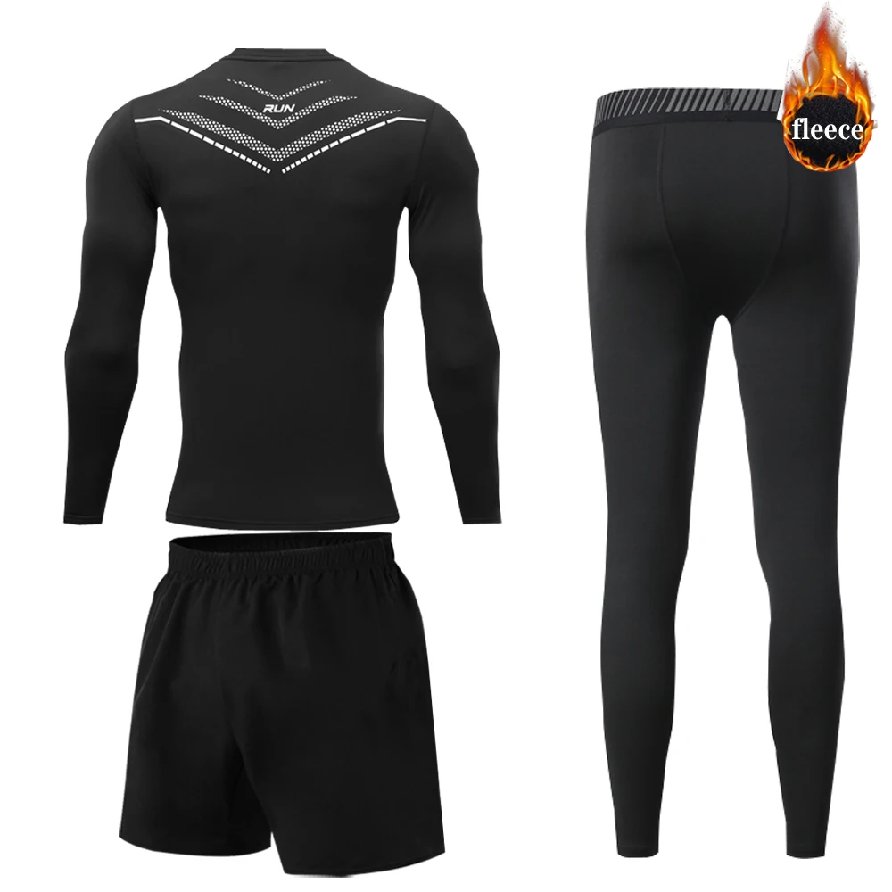 Winter Thermal Underwear Men's Warm First Layer Men's/Kids Underwear Set Plus Fleece Compression Quick Dry Second Skin Trousers 4