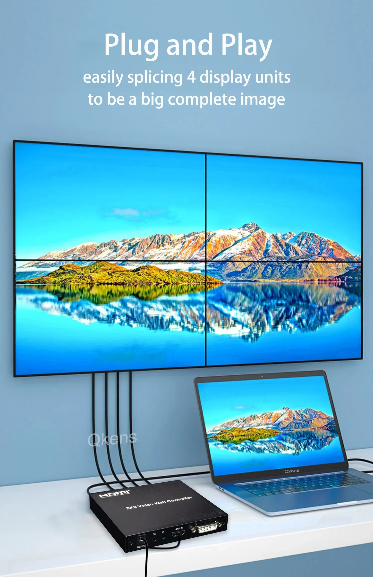 Controlador de pared de video 2x2, procesador de pared de video HDMI