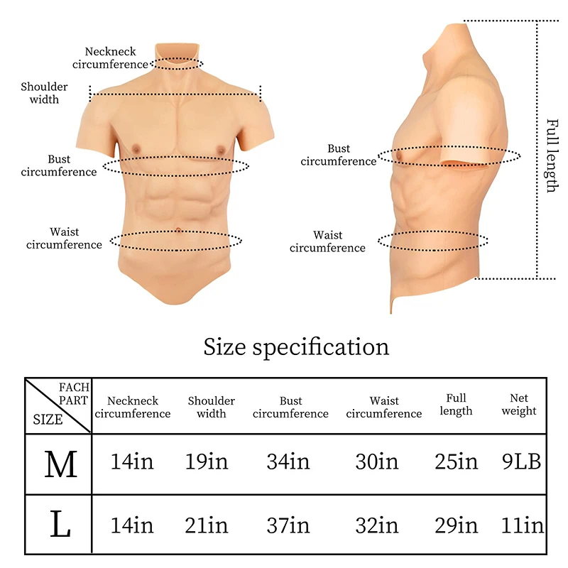 SUAISKR Realistic Silicone Muscle Chest Vest for Men