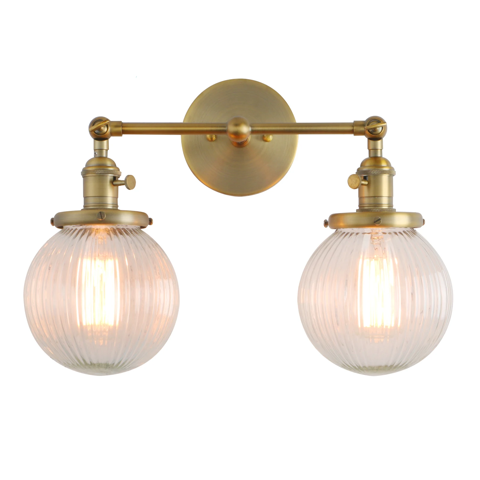 

Phansthy Vintage with Globe Glass Shade 2 Lights Wall Sconces Double Head Wall Lights with Switch Retro Style Rustic Wall Lamps