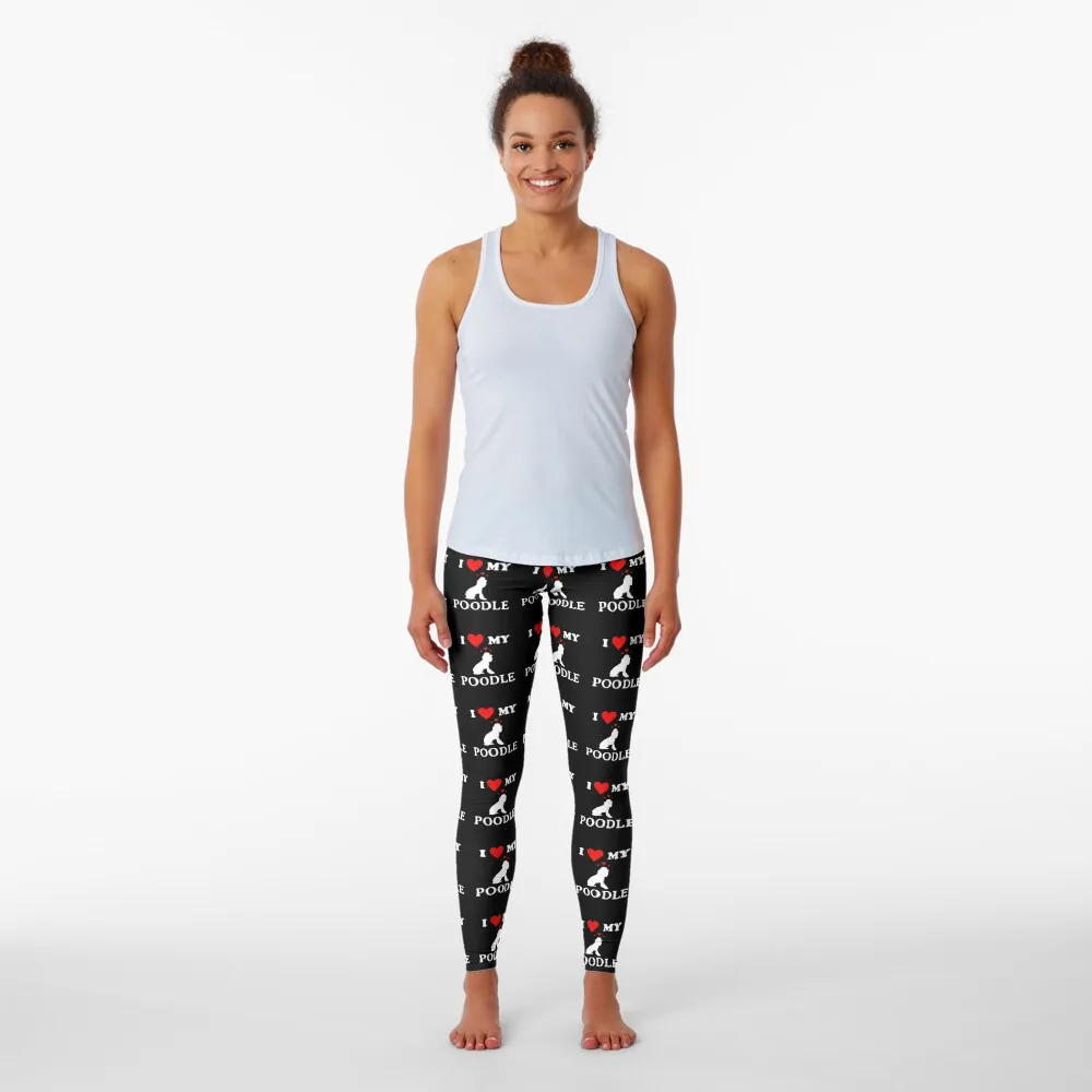 I Love My Poodle Cute Silhouette Dog Leggings sport pants Fitness woman Womens Leggings
