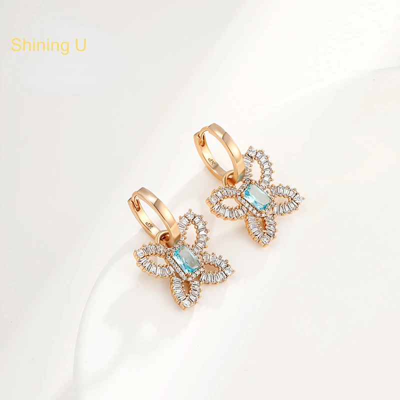 

Shining U Colored Gems Butterfly Hoop Earrings for Women Plated in 18K Gold Light Luxury Gift