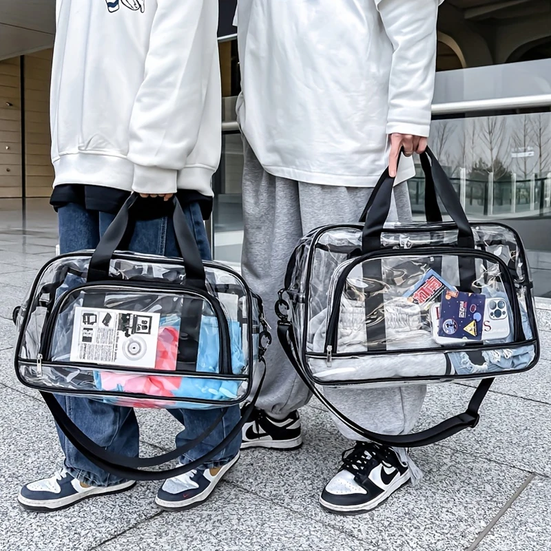 1Pcs Clear Transparent Travel Bag Large Capacity Clear PVC Crossbody Bag Fitness Storage Transparent Handbag