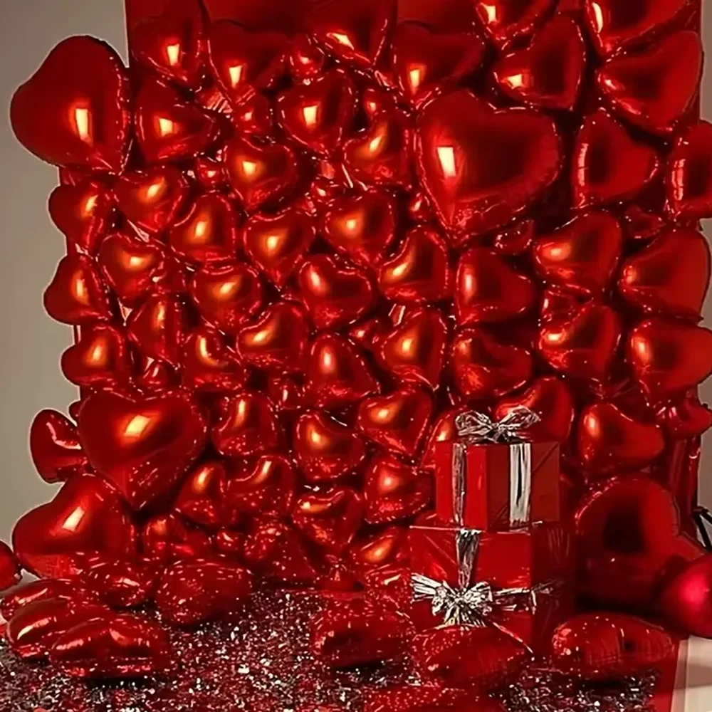 50 Stück, 18/10/5 Zoll rote Herz-Luftballons Liebe Herzform Ballon für Geburtstag Hochzeit Weihnachten Party Dekoration Birdal-Dusche