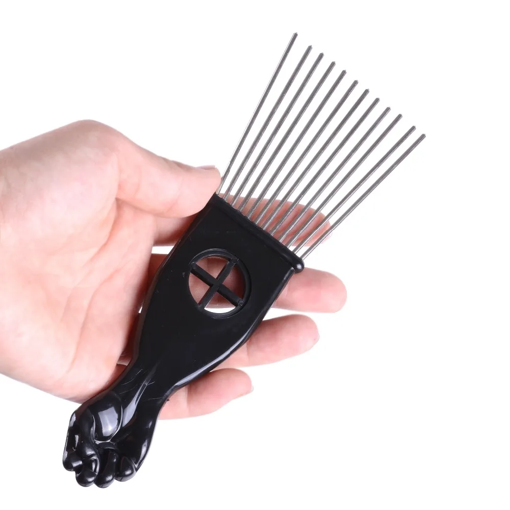 

Black Metal African American Pick Comb Hair Combs Hair Comb for Hairdressing Styling Tool Salon Barber Shop Accessories