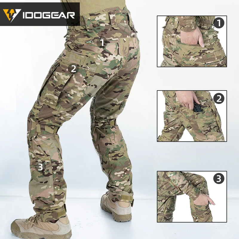 Combat Camo Pants Tactical Pants w/ Knee Pads Outdoor Hunting 3209