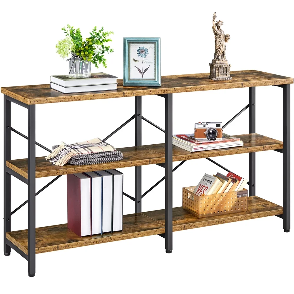 

55inch 3-Tier Industrial Console Table, organizer and storage floating shelves for wall