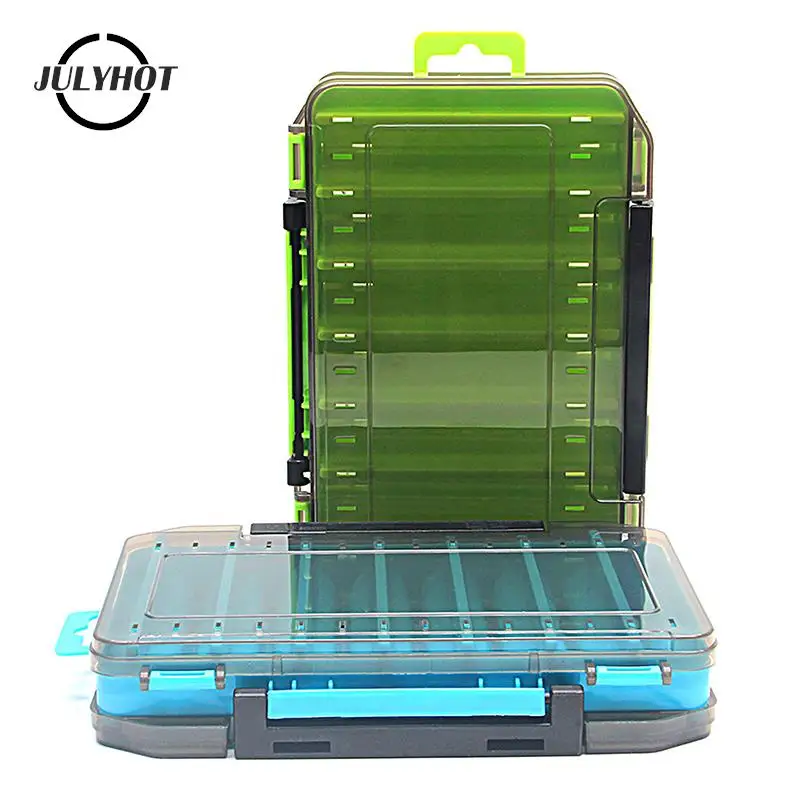 14 Compartments Fishing Tackle Box Organizer Boxes Waterproof Double