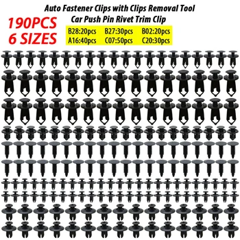 190 pezzi di fissaggio universale rivetto di fissaggio in plastica 6 dimensioni per auto push pin rivetto trim clip kit pezzi di ricambio auto