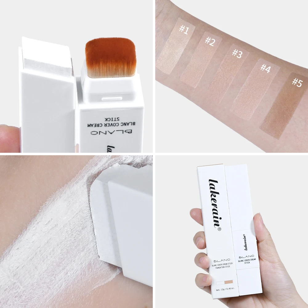 Foundation Stick mit Farbwechselfunktion und abnehmbarem Pinsel, Blanc Cover Cream Stick, hochdeckende Make-up-Basis_voghion.com