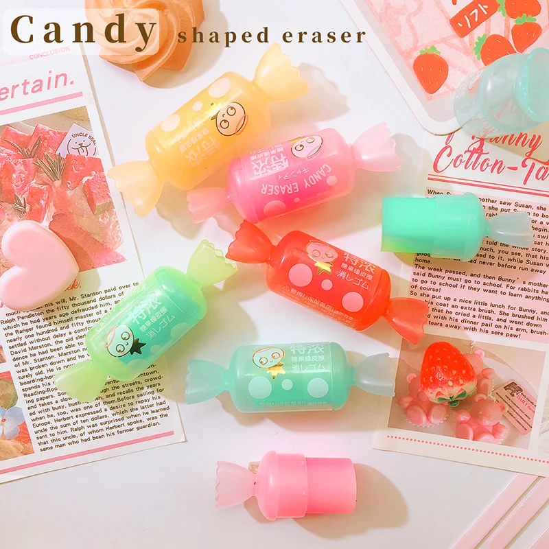 Kawaii Stationery Candy shaped Rubber Student Prizes Gift Cute Erasers for Kids School items Office Supplies Cute things pencil eraser