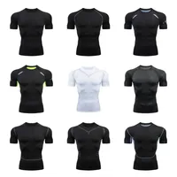 Men Short Sleeve Rash Guard Compression Shirts Quick Dry Fitness Cycling Running T-Shirt Workout Training Underwear Gym Clothing 1