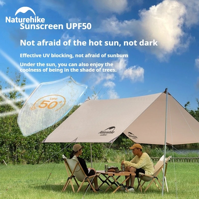 Naturehike Outdoor Canopy Awning Sun Shade Camping Tarp Tent Waterproof 4-6 People Picnic Beach 150D Encryption Oxford Cloth