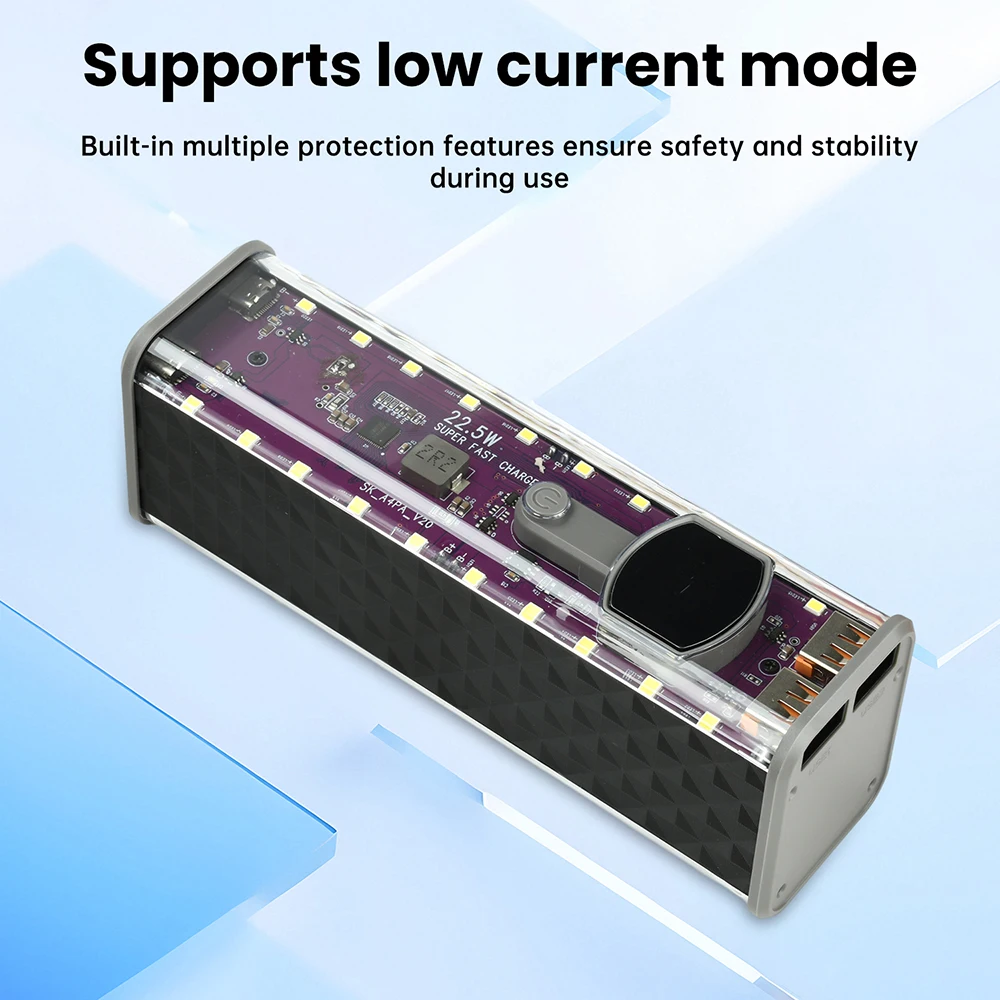 8*18650 파워 뱅크 케이스 PD22.5W 고속 충전기 투명 배터리 보관 쉘 타입-C 포트 DIY 전자 키트
