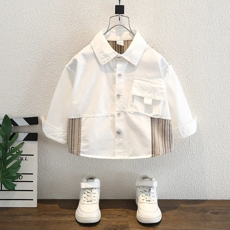 Children's Long Sleeve Shirt Jacket Casual Handsome Boy Clothes Stylish Boys' Blouse Autumn Fashion for Kids