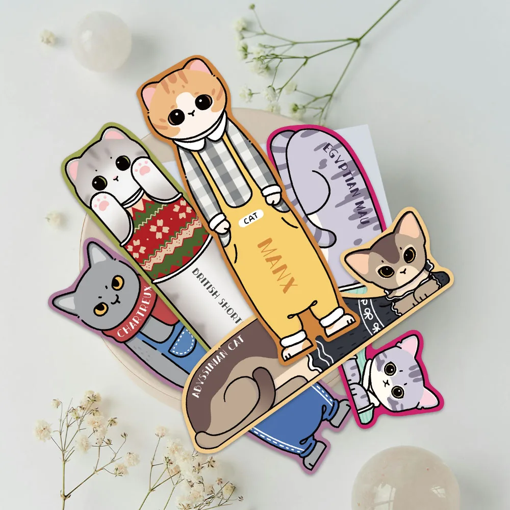 30pcs Cute Cartoon Pets Cats Paper Bookmarks DIY Students Readers Gift Library Office Book Journal Page Markers