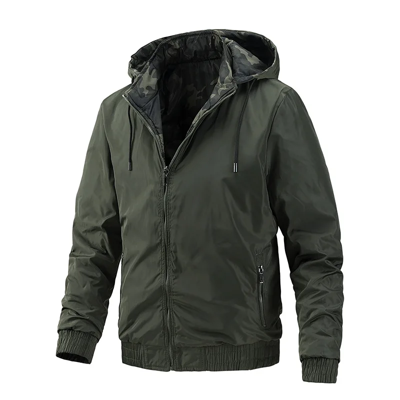 

new men's casual hooded double-sided jacket jacket baseball jacket
